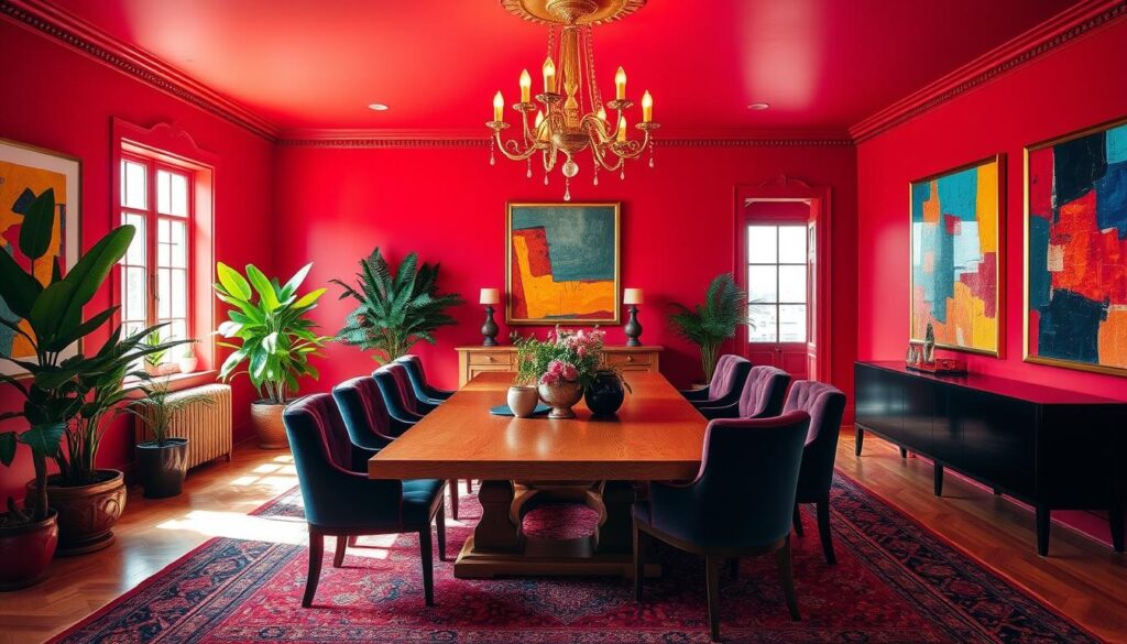 bold colors in dining rooms