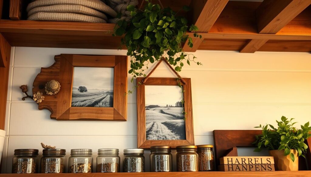 farmhouse kitchen shelf decor