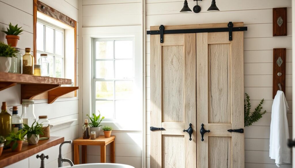 reclaimed wood accents for rustic charm