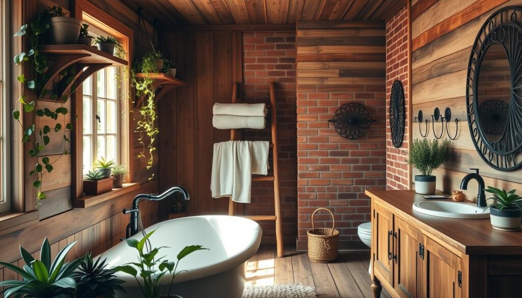 rustic bathroom decor ideas with greenery